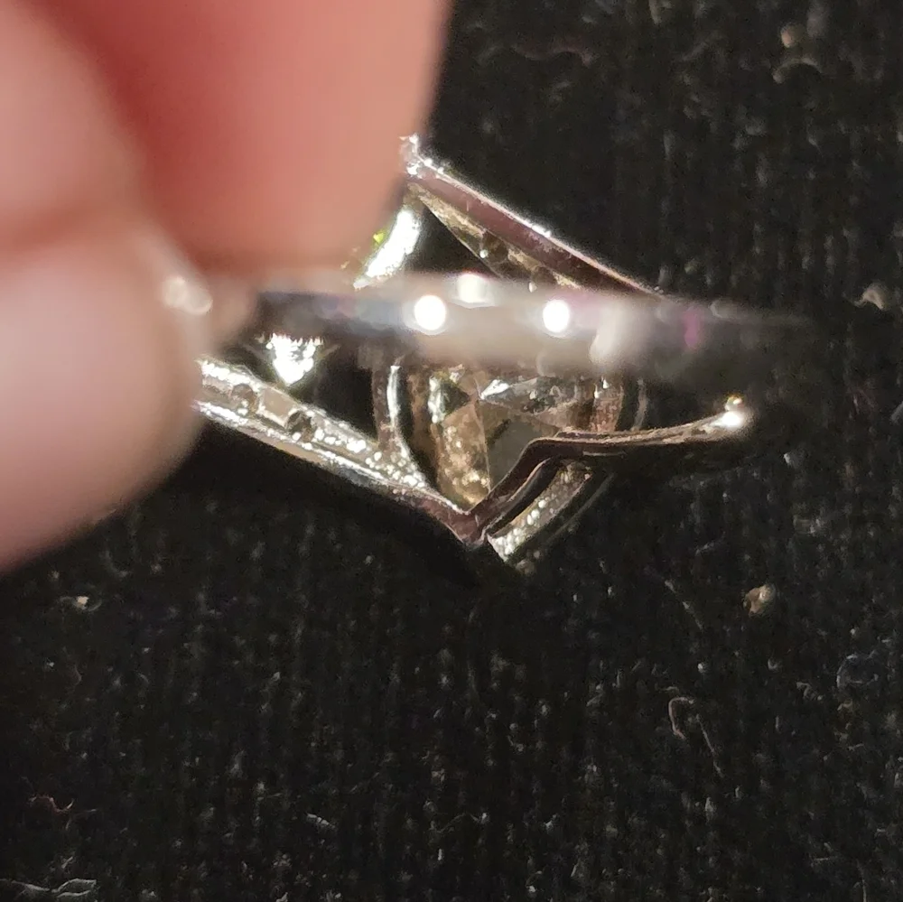 Sterling Silver Rainbow Topaz CZ Heart Ring Size 7.25